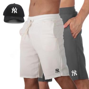 Imagem de Kit 2 Short Praia Bermuda Masculina Moletom Treino Cordao Ajustavel Bo