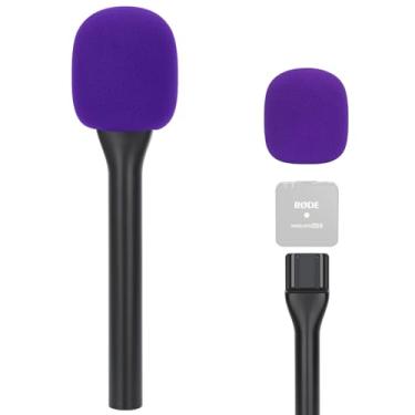 Imagem de SUNMON Suporte de microfone portátil para microfone Rode sem fio com filtro pop (roxo), suporte para Rode Go 2/Wireless Pro, adaptador de microfone de entrevista portátil para dispositivos sem fio Go