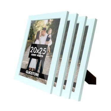 Imagem de Kit 4 Porta Retrato 20x25 Com Vidro Quadro Gravata Imagem Decoração Aparador (Branco)