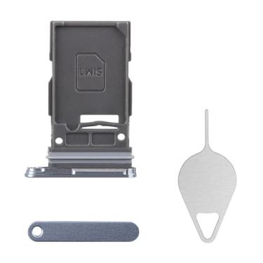 Imagem de BESJMYT Substituição da bandeja do cartão SIM para Samsung Galaxy S24 (versão SIM único) Suporte de slot de bandeja de cartão azul safira adaptador com ejetor de agulha para S24 SM-S921U SM-S921U1