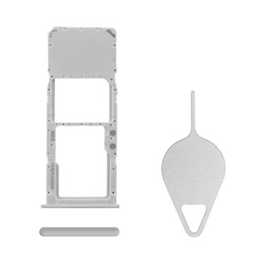 Imagem de BESJMYT Substituição da bandeja do cartão SIM para Samsung Galaxy A71 (versão SIM único) Prism Crush Silver Card Slot Suporte adaptador com ejetor de agulha para A71 SM-A715F