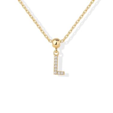 Imagem de PAVOI Colar delicado com letra inicial banhada a ouro 14K com pingentes - corrente ajustável com pingente de ouro com inicial feminina - pingentes removíveis com letras pequenas do alfabeto - joias
