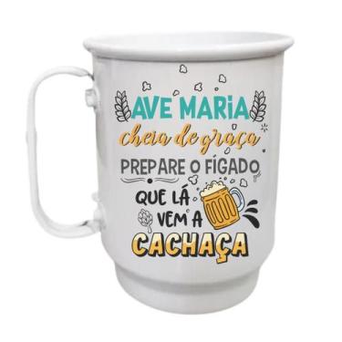 Imagem de Caneca Alumínio 500ml Ave Maria cheia de graça, prepara o - LARANJA E 