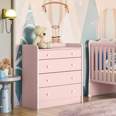 Imagem de Cômoda Infantil com Trocador Doce Sonho 2523 Qmovi Rosa Acetinado