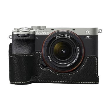 Imagem de Capa para câmera Sony A7C Mark II meia capa para câmera Grip BEADY couro PU α7C II/ILCE-7CM2 A7C2 A7C II / A7CM2 / a7CII / A7CMark 2 / α7C ii a7c2 capa protetora preta