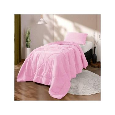 Imagem de Kit Edredom Solteiro 2 Peças Cobertor Margarida Rosa