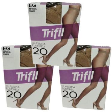 Imagem de Kit 3 Meia Calça Clássica Fio 20 Natural Claro EG - Trifil