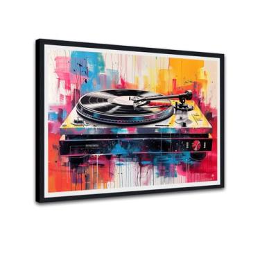 Imagem de Novatique Arte de parede de música colorida vintage disco de vinil arte de parede retrô música rádio imagem em tela reprodutor de discos pôster para quarto e banheiro, 30,5 x 40,6 cm