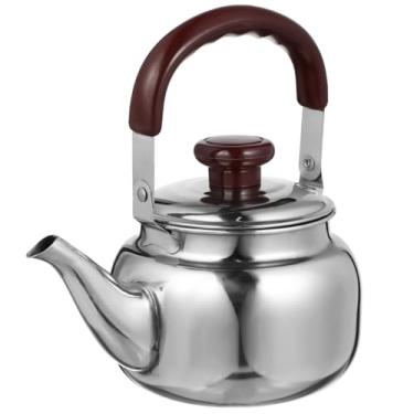 Imagem de LIFKOME Chaleira de chá tradicional de aço inoxidável resistente com parte inferior sanduíche e especialidade tratamento de toque legal acabamento espelhado aço inoxidável assobiando chaleira fogão de chá