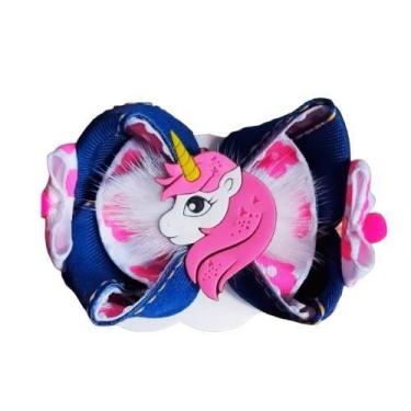 Imagem de Laço Stich Infantil - Genérico, Unicórnio jeans
