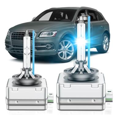Imagem de SENROBO Lâmpadas de farol HID D3S adequadas para Audi 2014-2017 SQ5 2011-2015 A3 S3 A4 S4 A6 A7 A8 A5 Q5 Q7 RS5 S5 Quattro Sedan Coupe, luz de xenon de feixe alto e baixo, 8000K branco azul, pacote