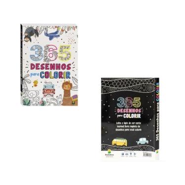 Imagem de 2 Livro Criança 365 Desenhos Diversos Infantis Para Colorir