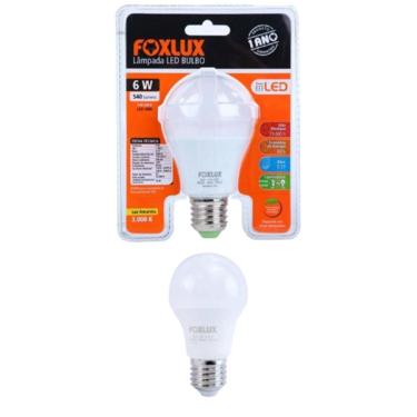 Imagem de Kit 2 Lampada LED Bulbo 6W 3000K Bivolt Foxlux