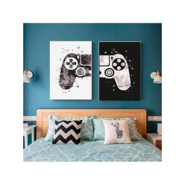 Imagem de Quadro Gamer Controle Gamer Joystick Geek - Pri D'cora, Preto e Branco