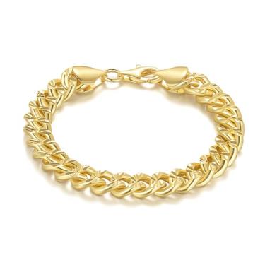 Imagem de AOZELAN Pulseiras de ouro para mulheres, pulseiras de elos cubanos para homens e mulheres, pulseira resistente de corrente de ouro 14 quilates empilhada, joias masculinas de 15 a 23 cm, 7.5 Inches