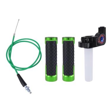 Imagem de REPAIROCK Kit de capa para manoplas de motocicleta 22 mm 15/40.6 cm 24 mm kit de capas de guidão de borracha de liga de alumínio para motocicleta, scooter, bicicleta, quadriciclo, verde, 1 conjunto
