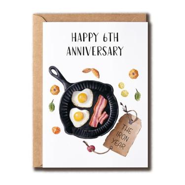 Imagem de KPLDESIGNS Happy 6th Anniversary - Cartão para Marido Esposa Namorado Namorada - Cartão de Aniversário de Ferro - Cartão Romântico - Presente para Amante - Cartão de Amor