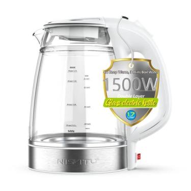 Imagem de Chaleira Elétrica NISVITU 1.7L - Sem Fio e com Dupla Camada de Vidro