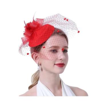 Imagem de Chapéu Fascinator Vintage Feminino com Véu - Ideal para Coquetéis, Chá