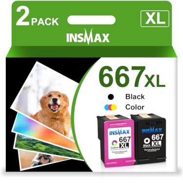 Imagem de Cartuchos de tinta 667XL pretos e coloridos de substituição para HP 667 XL 667XL Work for Deskjet Ink Advantage Plus 6075 6475 6476, Deskjet Ink Advantage 1275 2375 2775 (1 preto, 1 tricolor)