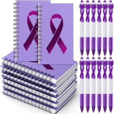 Imagem de Weekgrat 24 unidades de blocos de notas de conscientização do câncer, fitas retráteis, cadernos de próstata, câncer retal, mini fitas esferográficas, prevenção de abuso, presente de evento de caridade