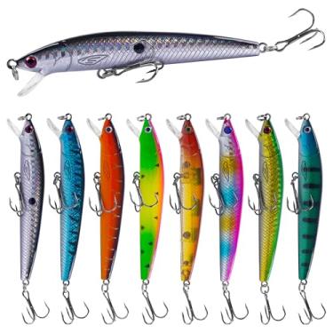 Imagem de Kit de iscas de pesca Conjunto de iscas rígidas Minnow Crankbait Jerkbaits Swimbaits Popper Pencil Kit de isca artificial para robalo truta Walleye Redfish Iscas de pesca de água doce água salgada