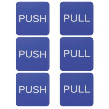 Imagem de PATIKIL Conjunto de 3 adesivos de porta push-pull, placa de 7,6 cm, placa vertical de acrílico autoadesivo para portas, janelas de vidro, lojas, quadrados, azul