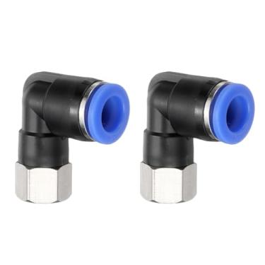Imagem de HARFINGTON 5 peças PLF10-N02 cotovelo fêmea pneumático tubo de 10 mm OD x 1/10.2 cm NPT 90 graus empurrar para conectar acessórios de tubo de ar conexão rápida para máquina pneumática azul
