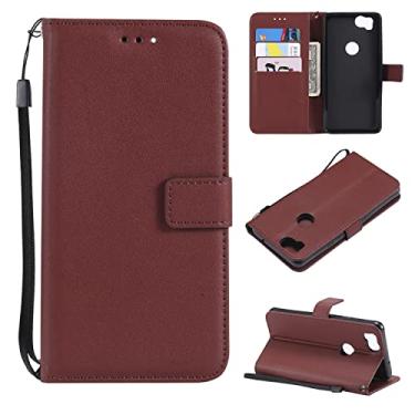 Imagem de Capa de Estojo Para o caso do Google Pixel 2, para o caso da carteira do Google Pixel 2, os slots de cartão estão fechamento magnético, protetor Pu Couro [à prova de choque Tpu] Flip capa w pulseira p