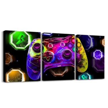 Imagem de Feelyou Pintura de parede de gamer infantil, pôsteres, galáxia, jogos, imagem, decoração de parede, para meninos e meninas, console de jogos, arte de parede em tela para sala de estar, quarto, gamepad