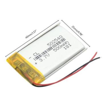 Imagem de Bateria 3.7v 500 Mah 5m X25mm X40mm 2 Fios 502540 - bgb