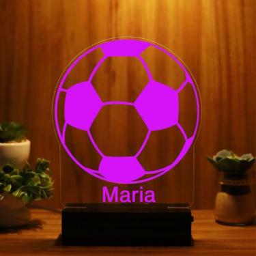 Imagem de Luminária Abajur Bola De Futebol LED Rosa - Bold