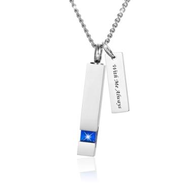 Imagem de BGAFLOVE 3 peças de joias de cremação de cristal preto para cinzas, colar de urna de prata para cinzas, colar de pedra do mês de nascimento em cubo de cinzas memorial, pingente de lembrança, urna de