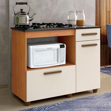 Imagem de Balcão Para Cooktop 05 Bocas 2 Portas 1 Gaveta Violeta Naturalle Com Off White