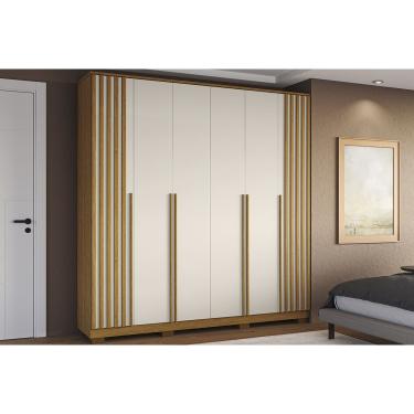Imagem de Guarda Roupa Casal 6 Portas (2 Ripadas) e 4 Gavetas Jamile Cinamomo/Off White - ACP