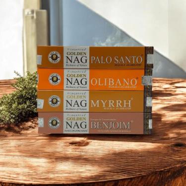 Imagem de Kit Incenso Massala Golden Nag Resinas Olíbano, Mirra, Benjoim e Palo 