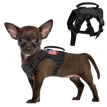 Imagem de Hanshengday Colete tático para cães de serviço, colete de patrulha militar K9 para treinamento ao ar livre com painéis Molle e laço ajustável, tático para cães com alça (PP, preto)
