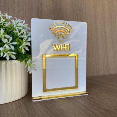 Imagem de Placa Qr Code Wifi personalizada  Suporte de Mesa display Elegante em 