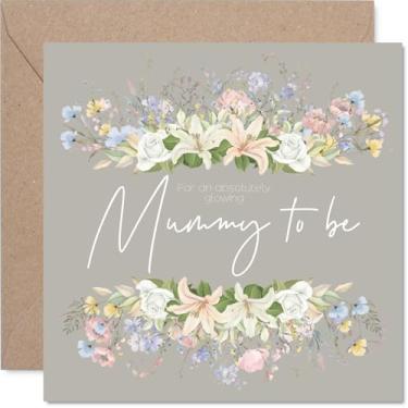 Imagem de Stuff4 Cartão unissex New Baby - Buquê floral múmia a ser - Cartão de parabéns bem feito para amigos, família, colega, vizinho, 14 cm, cartões de felicitações Welcome To The World