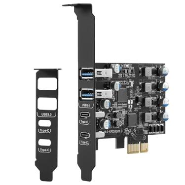 Imagem de Sinefine Cartão USB PCIE 25 W de entrega de energia, PCI Express 4 portas (2 x USB A e 2 x tipo C) PCIe USB 3.0 cartão de expansão de cartão de carregamento rápido com suporte de perfil baixo para PC
