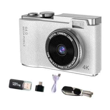 Imagem de Generic Câmera digital portátil CCD de brinquedo 11,7 x 6,4 x 2,9 cm, luz de preenchimento embutida, leve, versátil para gravação de vídeo, tela giratória, Branco