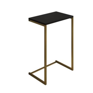 Imagem de Mesa Lateral Apoio de Sofá Charmme 70cm Pé Industrial Sala Moderna Decoração Resistente e Elegante(Dourado/preto)
