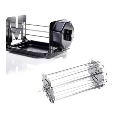 Imagem de ROTO-Q 360 Kit de espeto não elétrico com conjunto de 10 peças – Torradeira sem fio para churrasqueiras, fornos, defumadores, churrascos – Cozinha interna e externa (preto)