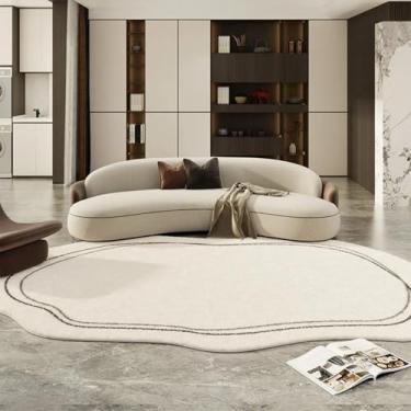 Imagem de Tapetes com formas irregulares para sala de estar, tapete macio e fofo, estilo creme, decoração de quarto, tapete de pelúcia grosso para vestiário (200x250 cm/D)