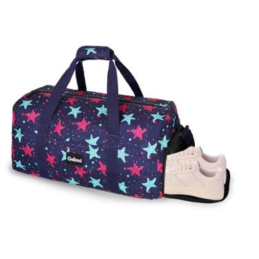 Imagem de Goloni Bolsa esportiva feminina grande de 55,88 cm com compartimento para sapatos para viagem para academia, treino, bagagem, bolsas noturnas, Estrela azul, Bolsa esportiva de viagem para academia