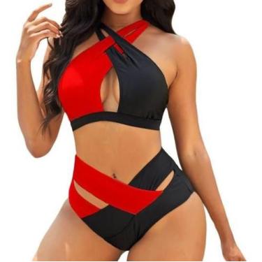Imagem de Biquini Cintura Alta com Alças Cruzadas Combinações com Preto - no-bra