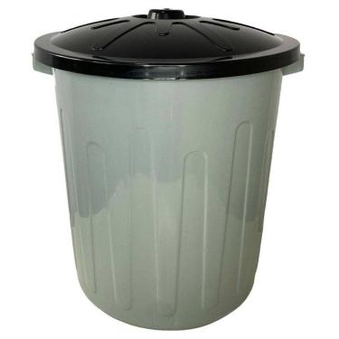 Imagem de Lixeira Plástica Redonda Com Tampa E Alça 30L Cinza Arqplast