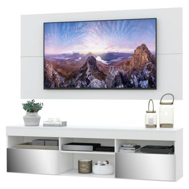 Imagem de Rack Com Painel Tv 65" Suspenso Com Espelho Londres Multimóveis V3341 Branco Branco