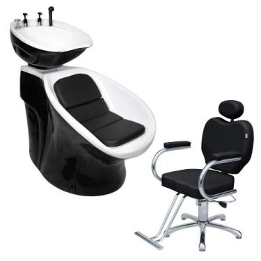 Imagem de kit 1 Lavatório Neon Retro 1 Cadeira Hidráulica Talita Reclinável Pret