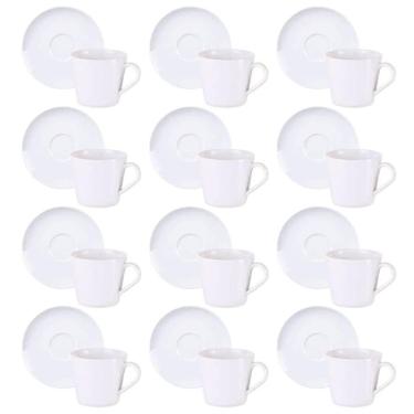 Imagem de Conjunto 12 Xícaras com Pires Porcelana 185ml Tramontina Leonora Café Chá Mesa Posta